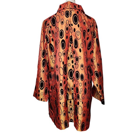 UBU Size L Jacket Shimmery Orange Black Geometric Statement Eye-catching - Picture 3 of 9
